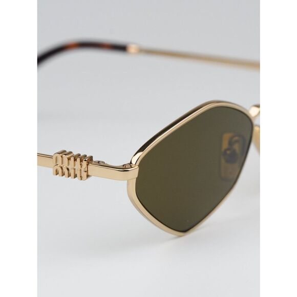 NEW Miu Miu MU56ZS 5AK09Z Gold Dark Brown Geometric Unisex Sunglasses MU 56ZS main image 7